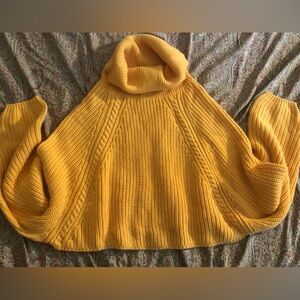 Yellow cropped Knitted Sweater